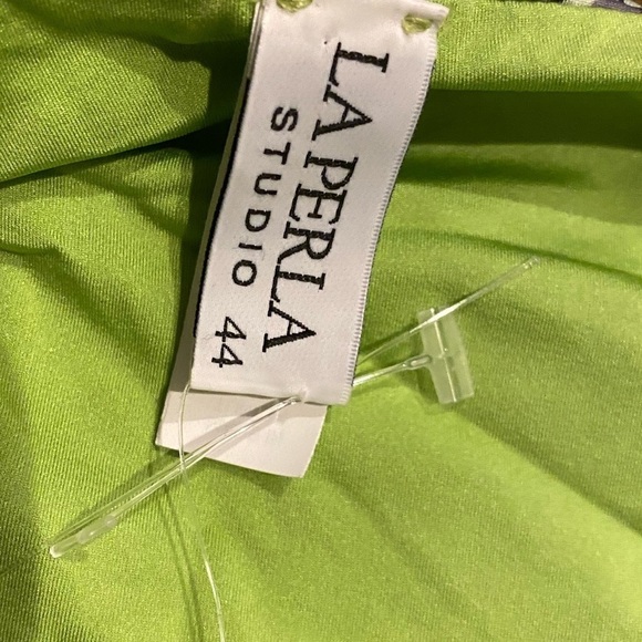 La Perla Bikini Bottom NWT Gray Geo Print Lime Green Size 8 - Picture 3 of 9